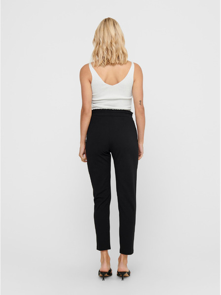 Jacqueline de Yong Pantaloni cropped negri cu cravată JDY Catia