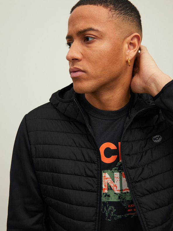 Jack & Jones Jachetă matlasată ușoară neagră Jack & Jones pentru bărbați