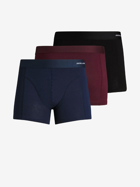 Jack & Jones Set de trei boxeri pentru bărbați în albastru închis, burgundy și negru Jack & Jones Basic