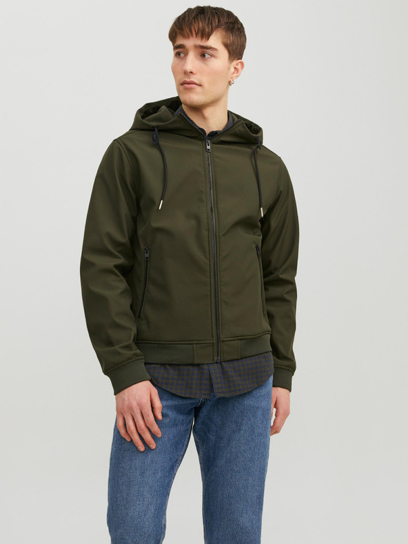 Jack & Jones Jachetă Jack & Jones Basic Lightweight Softshell kaki pentru bărbați