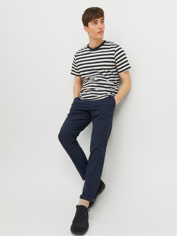 Jack & Jones Pantaloni chino cropped albastru închis pentru bărbați Jack & Jones Marco