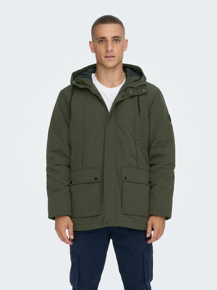 ONLY & SONS Jachetă de iarnă pentru bărbați ONLY & SONS Jayden verde închis