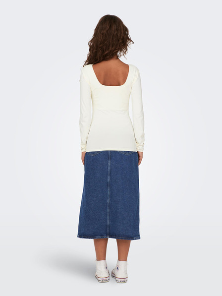 ONLY Tricou crem de bază cu mânecă lungă pentru femei ONLY Lea
