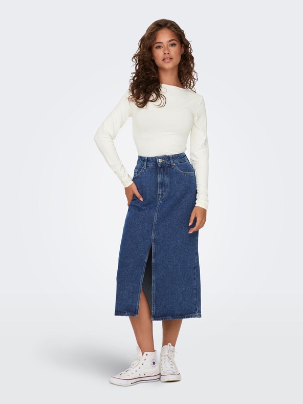 ONLY Tricou crem de bază cu mânecă lungă pentru femei ONLY Lea