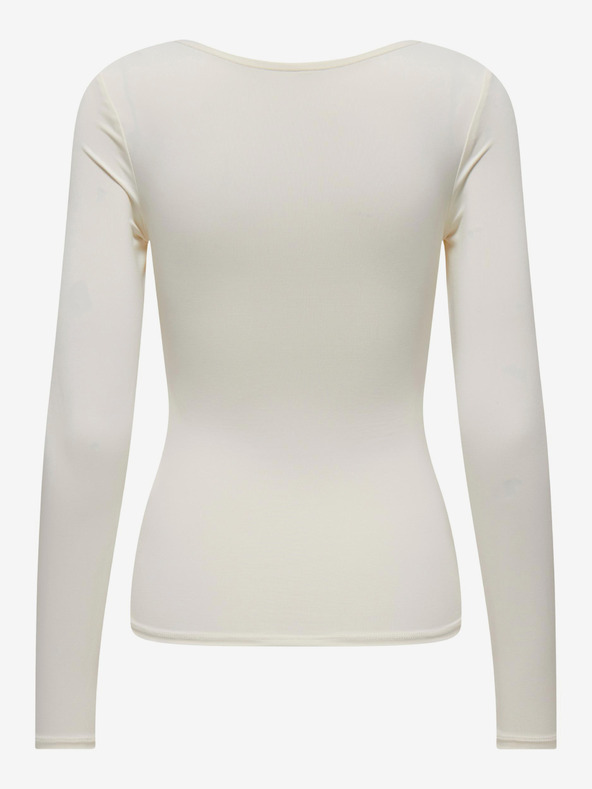 ONLY Tricou crem de bază cu mânecă lungă pentru femei ONLY Lea