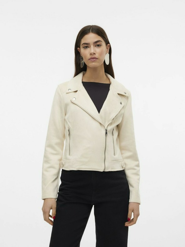 Vero Moda Jachetă de damă Vero Moda Jose din piele de căprioară crem