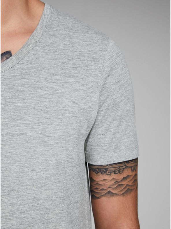 Jack & Jones Tricou Jack & Jones Basic cu dungi gri deschis