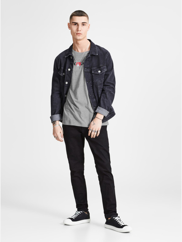 Jack & Jones Tricou polo imprimat cu dungi gri Jack & Jones