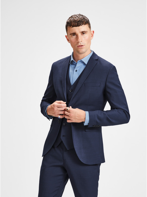 Jack & Jones Jack & Jones Jachetă de costum Laris albastru închis din amestec de lână