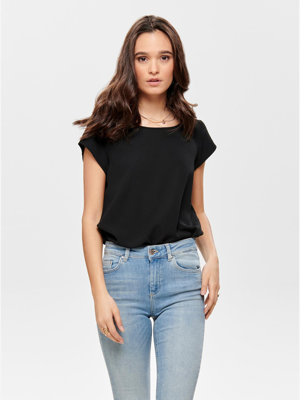 ONLY Bluză neagră cu fermoar în spate ONLY Vic