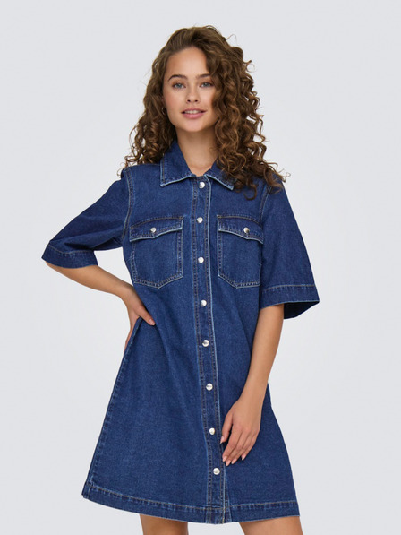 ONLY Rochie cămașă din denim albastru închis pentru femei ONLY Belle