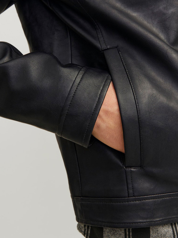 Jack & Jones Geacă de piele neagră Jack & Jones Dylan pentru bărbați