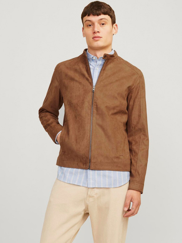 Jack & Jones Jachetă din piele de căprioară Jack & Jones Dylan maro, bărbați