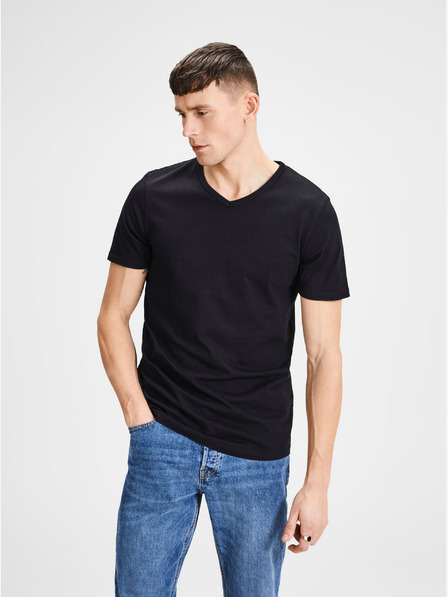 Jack & Jones Set de două tricouri de bază negre cu decolteu în V Jack & Jones