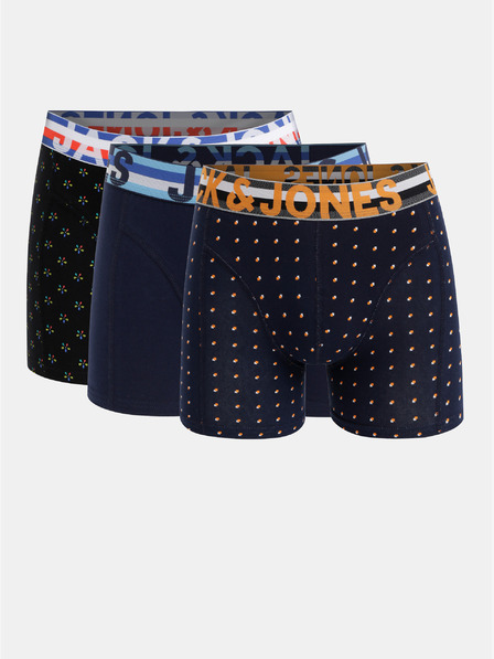 Jack & Jones Set de trei boxeri în negru și albastru marin cu imprimeu Jack & Jones