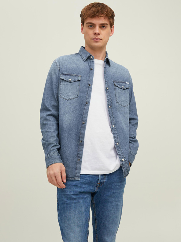Jack & Jones Cămașă blue denim slim fit pentru bărbați Jack & Jones Heridan