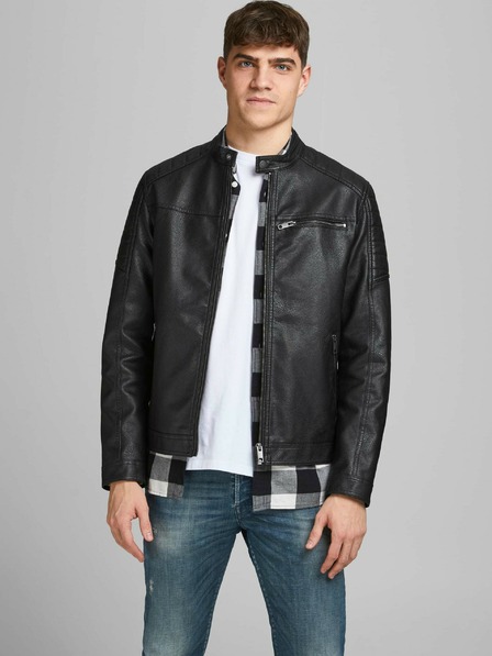 Jack & Jones Jachetă Jack & Jones Rocky din piele neagră