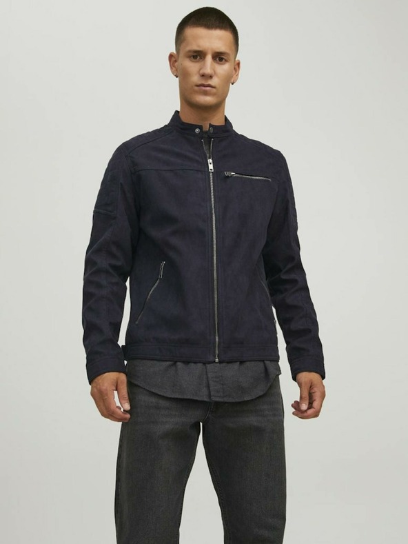 Jack & Jones Jachetă neagră Jack & Jones Rocky din piele întoarsă