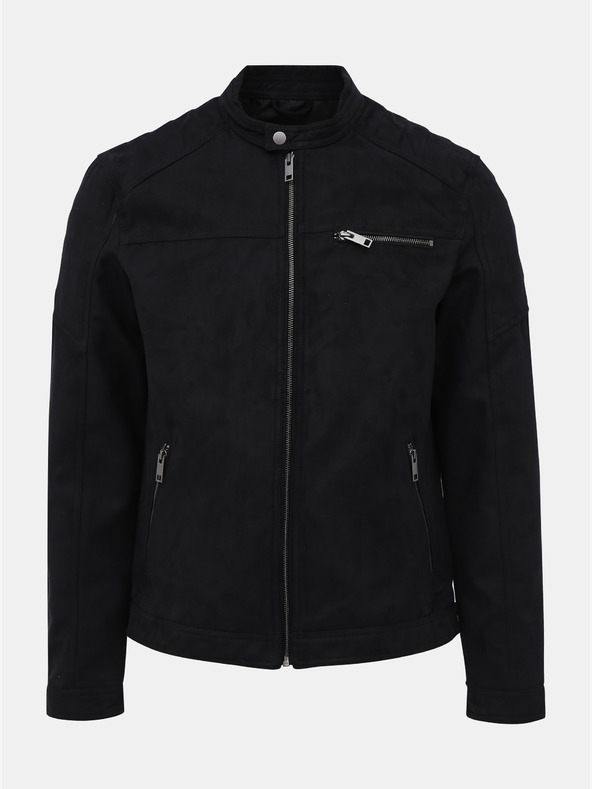 Jack & Jones Jachetă neagră Jack & Jones Rocky din piele întoarsă