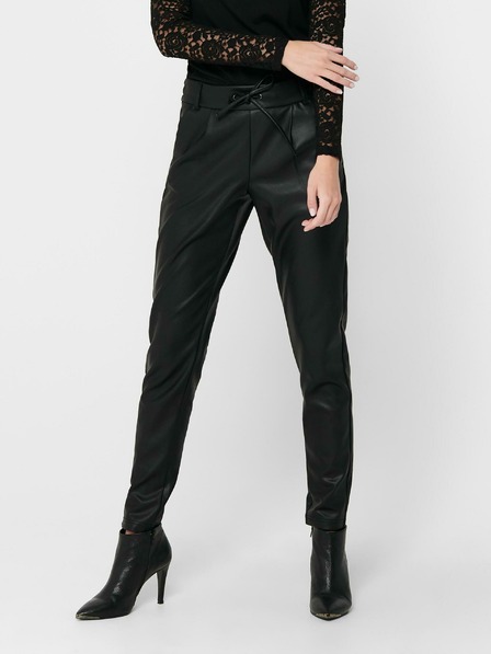 ONLY Pantaloni negri din piele întoarsă pentru femei ONLY Pop Trash