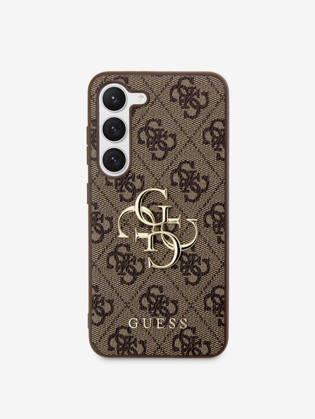 Guess Guess PU 4G Metal Logo Back Cover pentru Samsung Galaxy S23 Brown