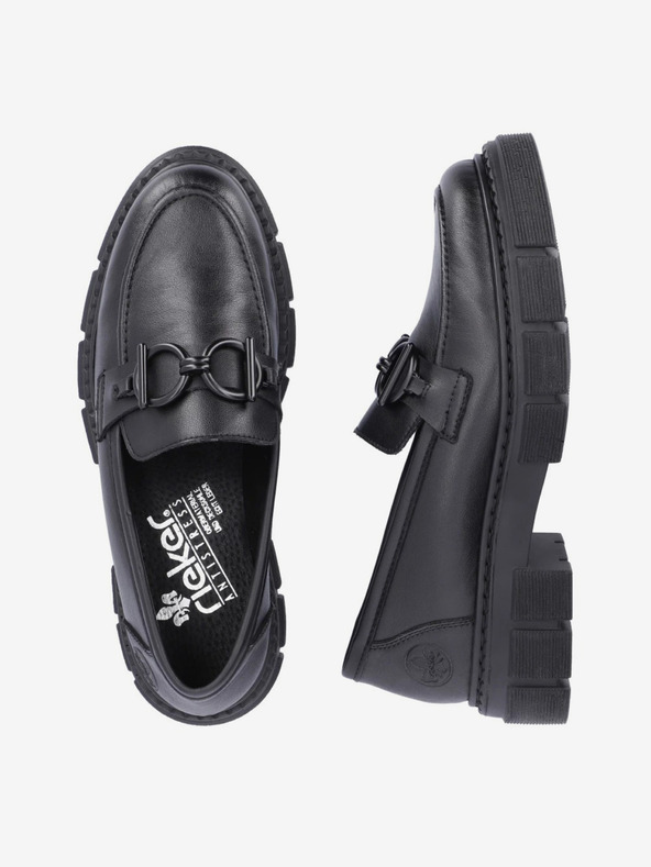 Rieker Mocasini din piele pentru femei, negri Rieker