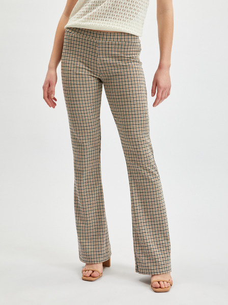 Orsay Pantaloni evazați în carouri de damă maro deschis ORSAY