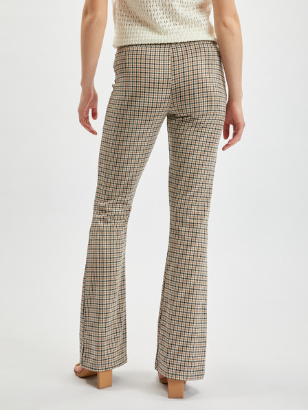 Orsay Pantaloni evazați în carouri de damă maro deschis ORSAY