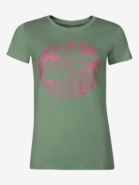 ALPINE PRO Tricou verde imprimat pentru femei ALPINE PRO ECCA