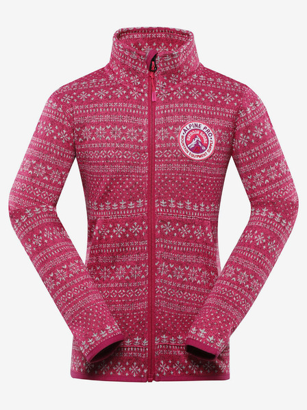 ALPINE PRO Pulover cu fermoar pentru fete ALPINE PRO ZEGO roz închis