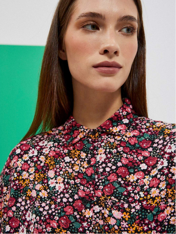 Moodo Cămașă cu model roz și negru pentru femei Moodo