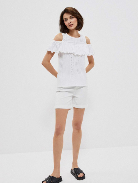 Moodo Pantaloni scurți albi de damă Moodo