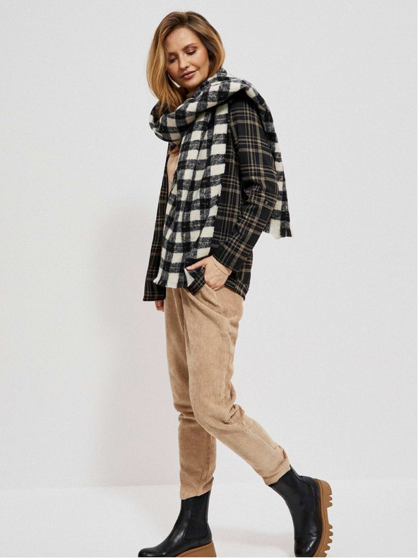 Moodo Eșarfă în carouri albe și negre Moodo