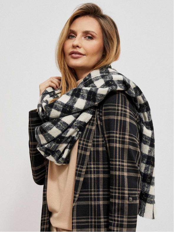 Moodo Eșarfă în carouri albe și negre Moodo