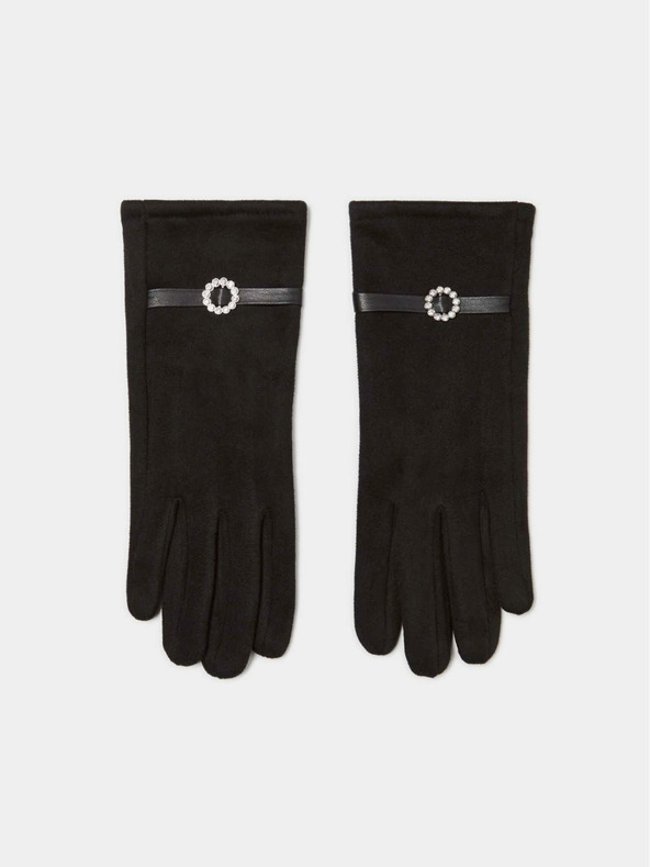 Moodo Mănuși negre de damă cu curea decorativă Moodo