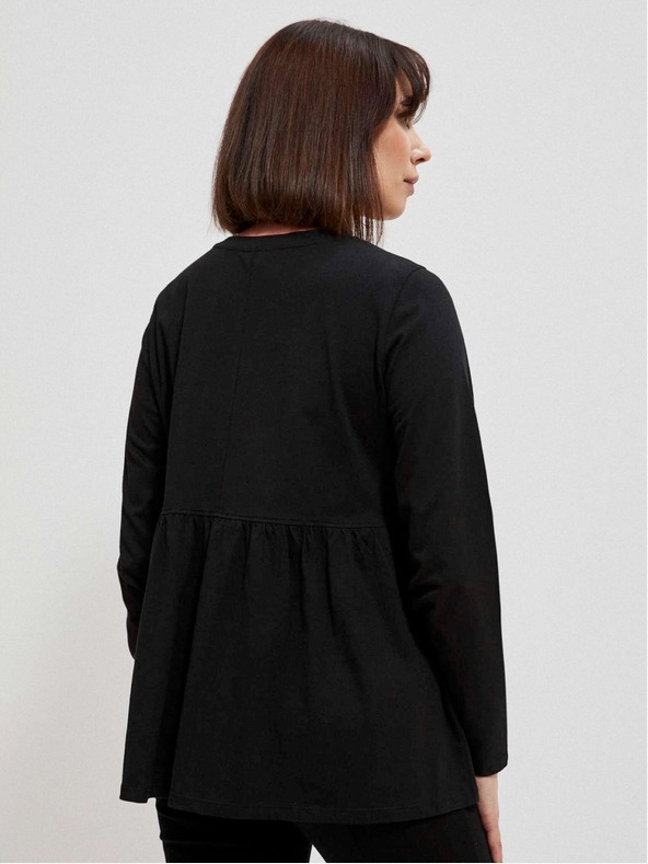 Moodo Bluză neagră de damă cu volane Moodo