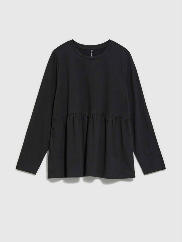 Moodo Bluză neagră de damă cu volane Moodo