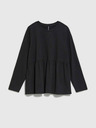 Moodo Bluză neagră de damă cu volane Moodo