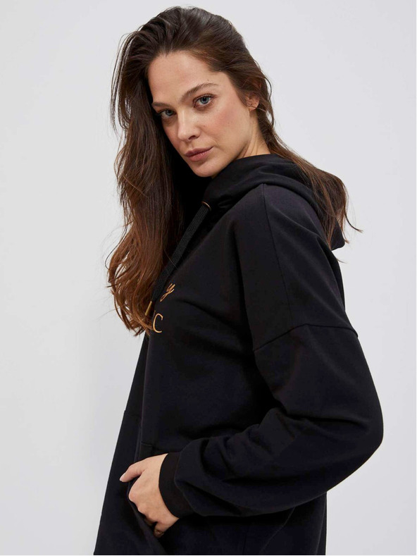 Moodo Tricou negru cu glugă pentru femei Moodo