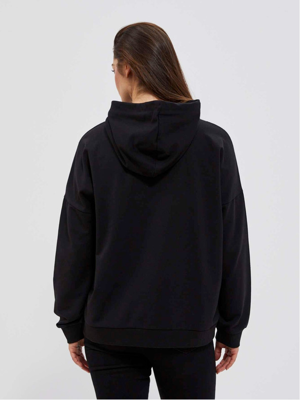 Moodo Tricou negru cu glugă pentru femei Moodo