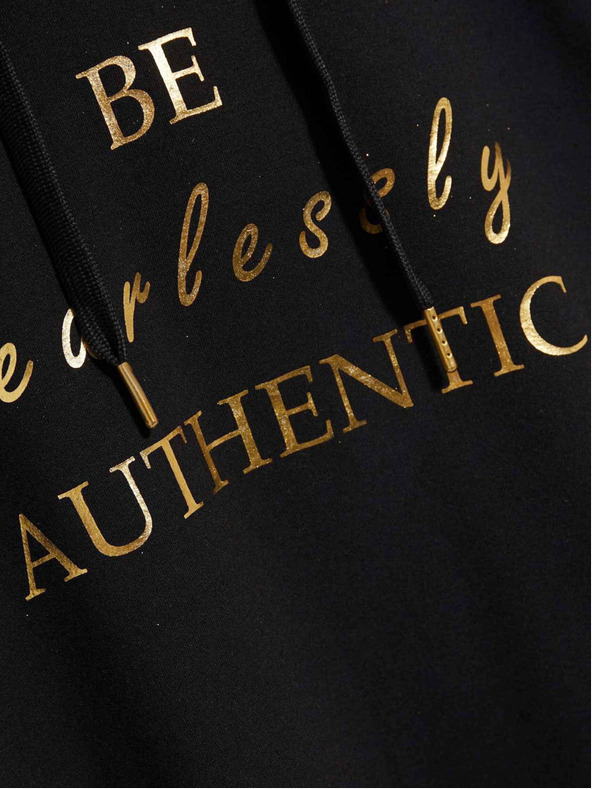 Moodo Tricou negru cu glugă pentru femei Moodo