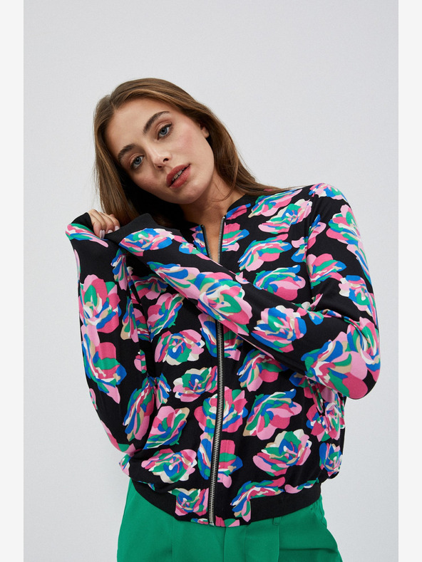 Moodo Bomber imprimat negru pentru femei Moodo