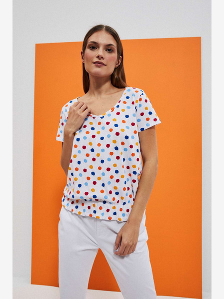 Moodo Tricou alb cu model pentru femei Moodo