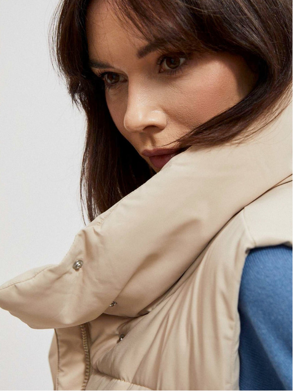 Moodo Vestă matlasată bej pentru femei Moodo