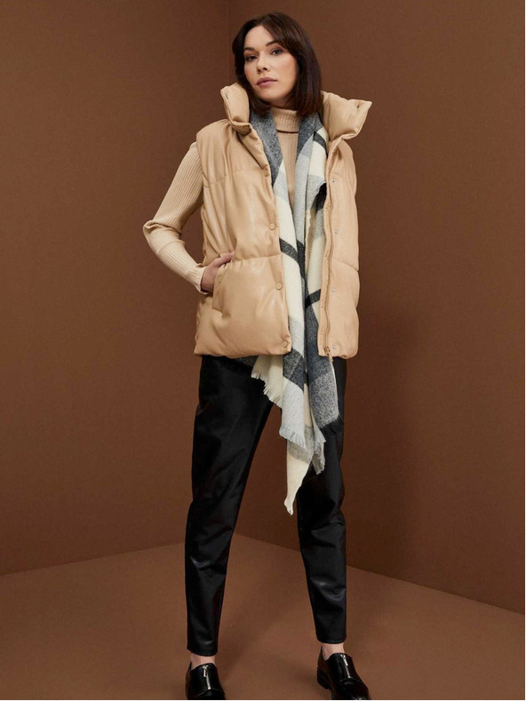 Moodo Vestă matlasată bej pentru femei Moodo