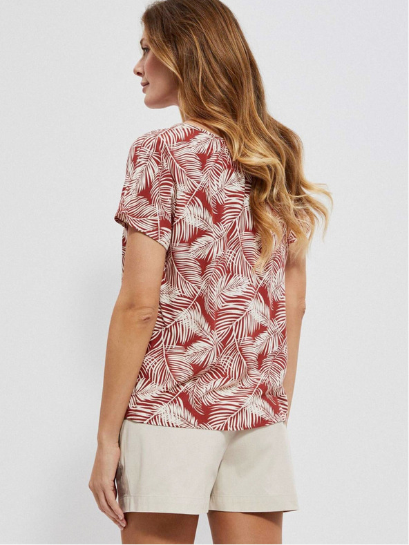 Moodo Bluză cu model alb și roșu pentru femei Moodo