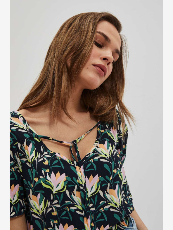 Moodo Bluză cu flori albastru închis Moodo