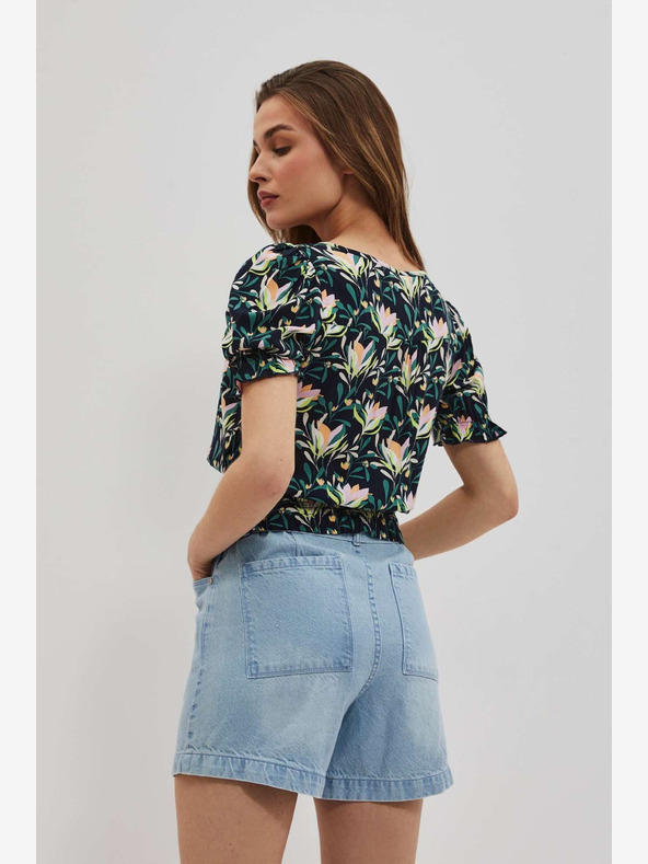 Moodo Bluză cu flori albastru închis Moodo