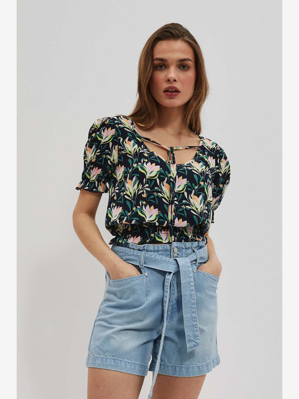 Moodo Bluză cu flori albastru închis Moodo