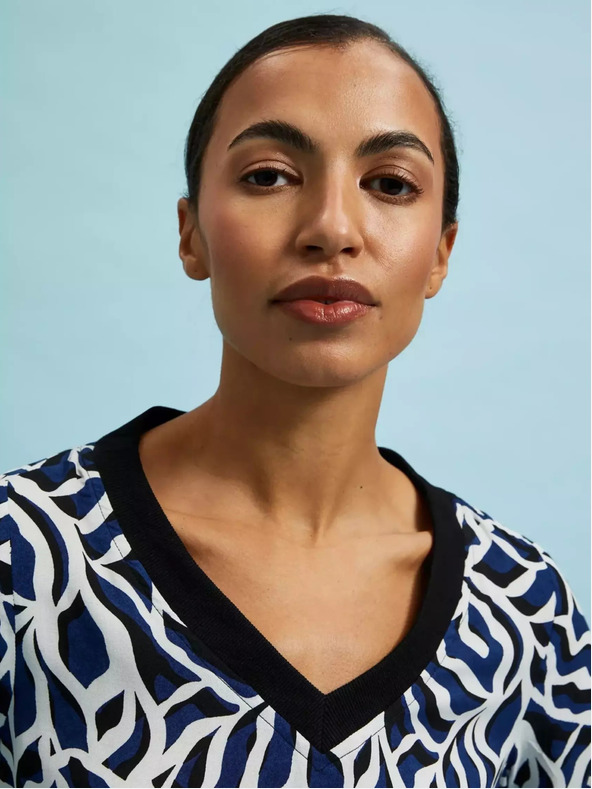 Moodo Cămașă cu decolteu în V cu motive geometrice Moodo